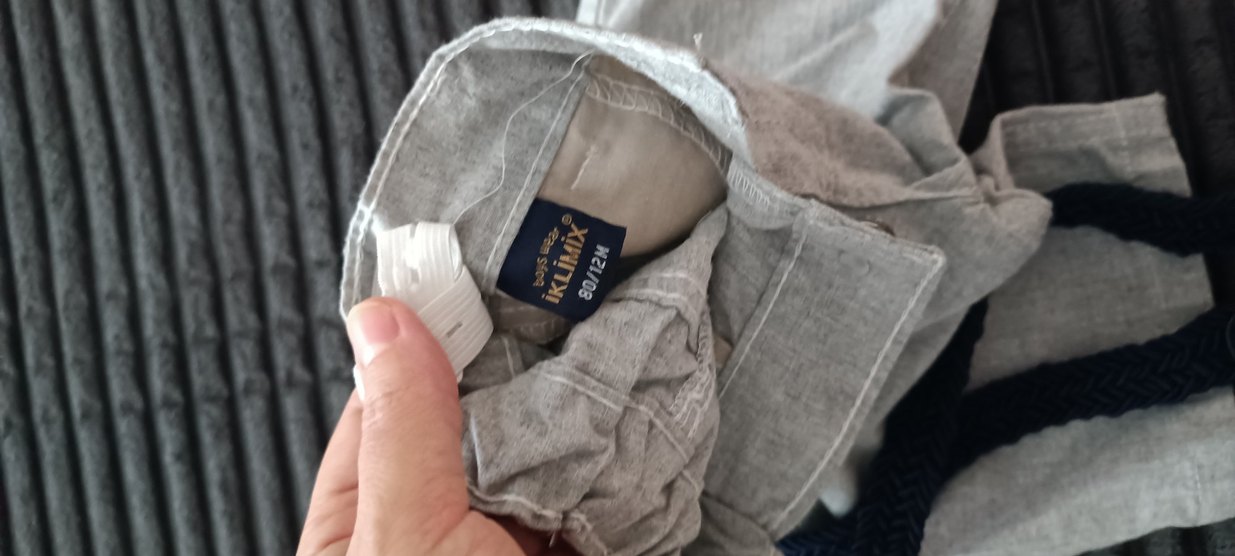 Erkek Bebek Kot Takım Gri Kemerli - Görsel 4