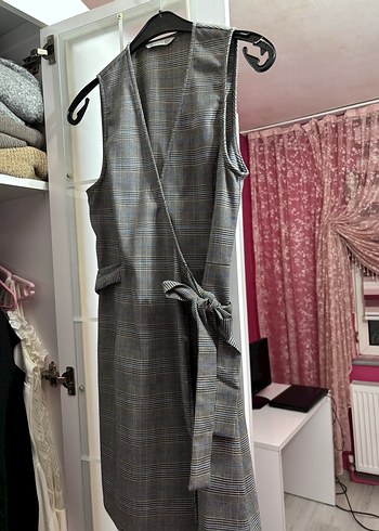 Gri Kuşaklı Midi Kadın elbise - Görsel 6