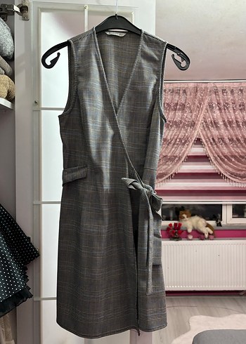 Gri Kuşaklı Midi Kadın elbise - Görsel 5