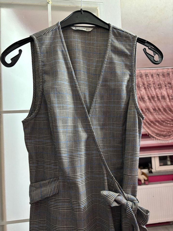 Gri Kuşaklı Midi Kadın elbise - Görsel 4