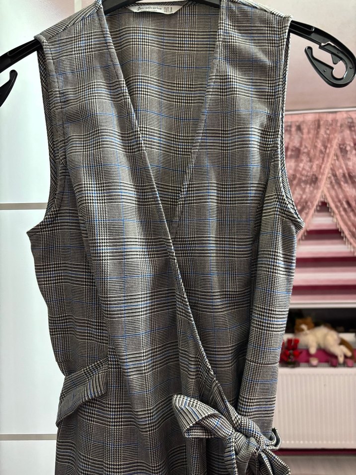 Gri Kuşaklı Midi Kadın elbise - Görsel 2