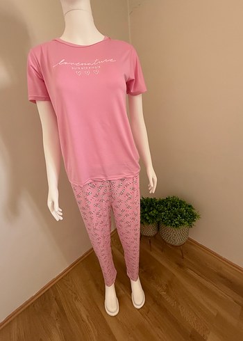 Pembe Baskılı Kadın Pijama Takımı