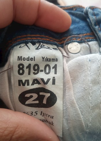27 Beden Kadın Mavi Dar Kesim Midi Denim Jean