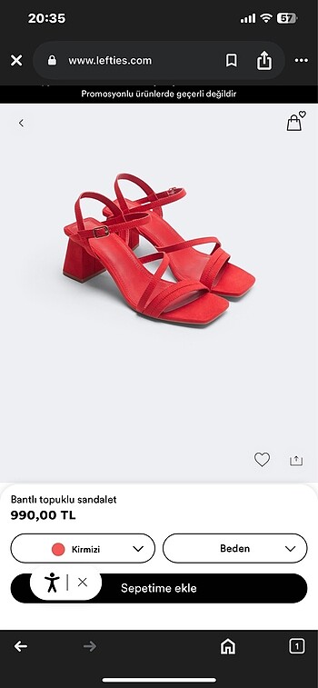 H&M Lefties marka kırmızı topuklu ayakkabı