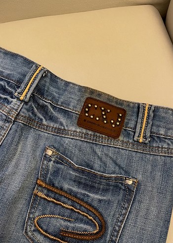38 Beden Mavi Kot Mini Etek, Dar Kesim