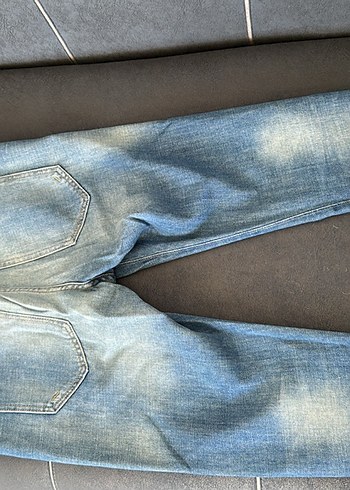 Düğmeli Mavi Kadın Kot Pantolon - Görsel 2