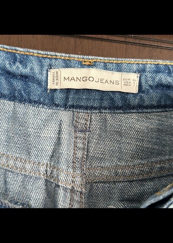 Düğmeli Mavi Kadın Kot Pantolon - Görsel 3