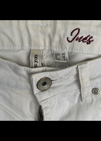 Vintage düşük bel beyaz pantolon Mango - Görsel 3