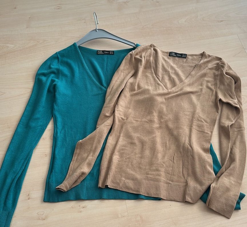 Turkuaz V Yaka Kadın Triko Kazak - Görsel 3