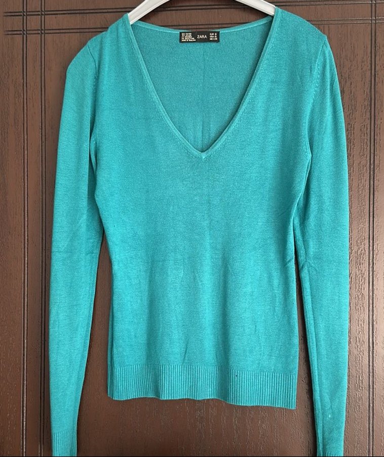 Bej V Yakalı Kadın Triko - Görsel 4