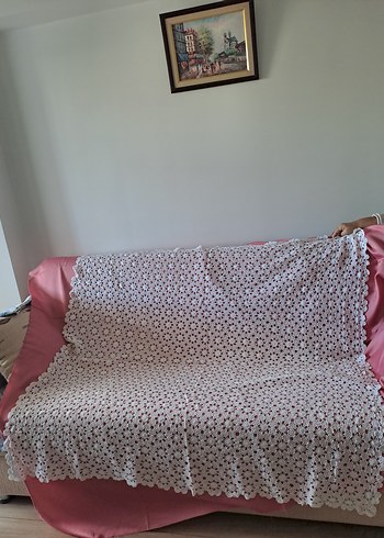 Vintage El Yapımı Beyaz Dantel Örtü - Görsel 5