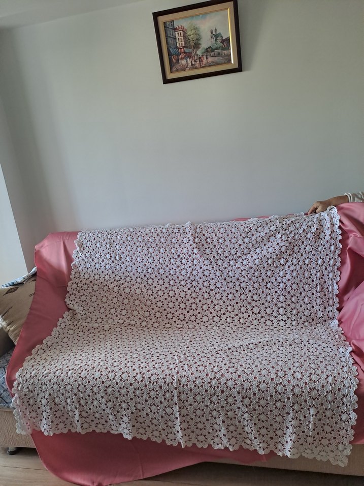 Vintage El Yapımı Beyaz Dantel Örtü - Görsel 5