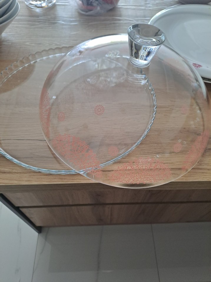 Bej ve gri desenli cam tartı - Görsel 4