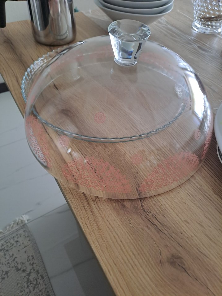 Bej ve gri desenli cam tartı - Görsel 2