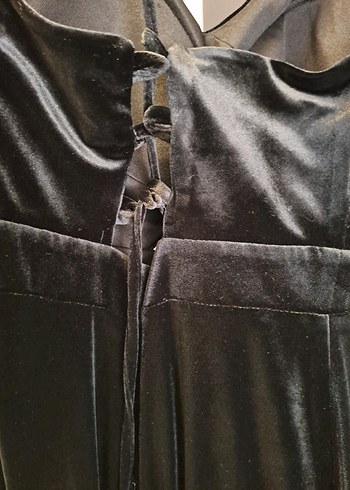 Düğmeli Siyah Gotik Hamile Midi Kaban - Görsel 4