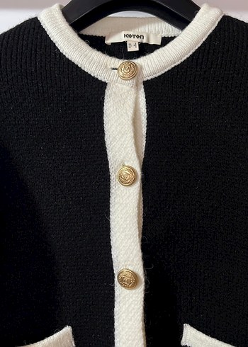 Koton Gold Düğmeli Siyah Kadın Triko Hırka - Görsel 5