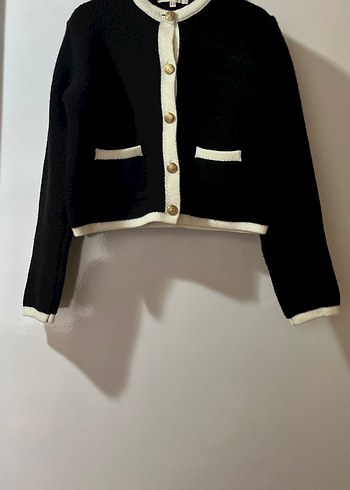 Koton Gold Düğmeli Siyah Kadın Triko Hırka - Görsel 4