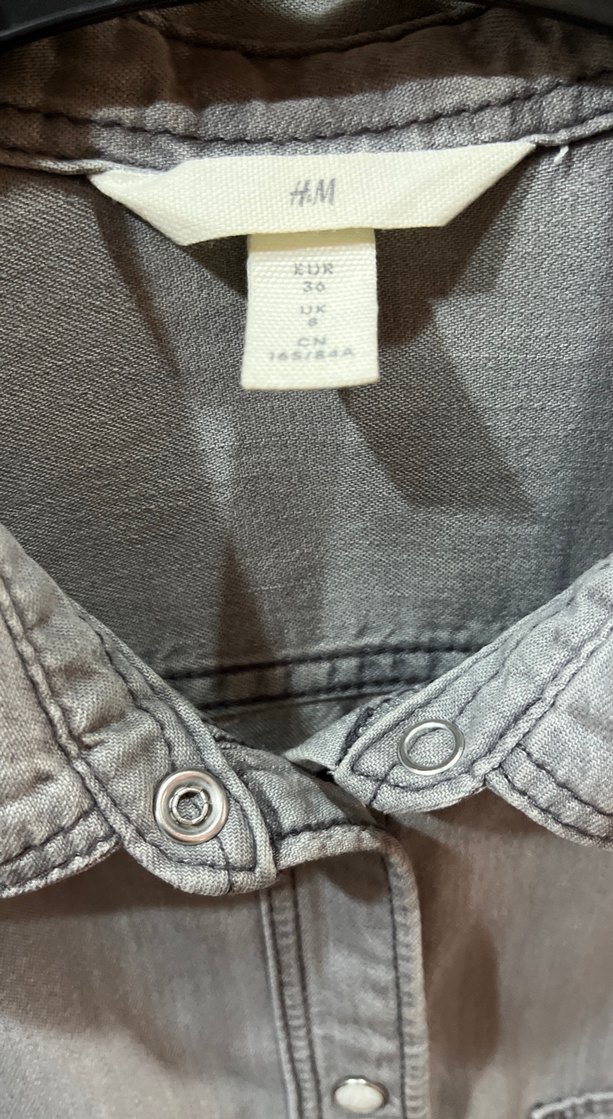 H&M Gri Kot Gömlek - Görsel 4