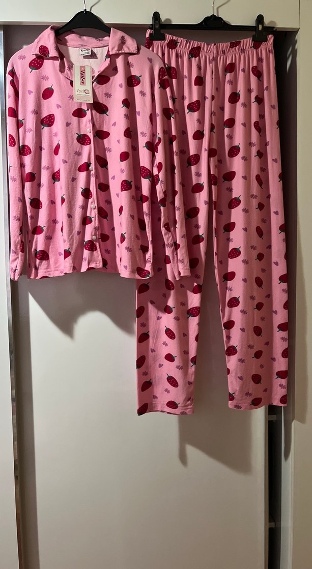 Işılay Pembe Uzun Kollu Büyük Beden Kadın Pijama Takımı - Görsel 2