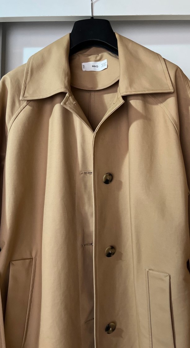 Mango Gabardin Kumaş Bej Trençkot - Görsel 5
