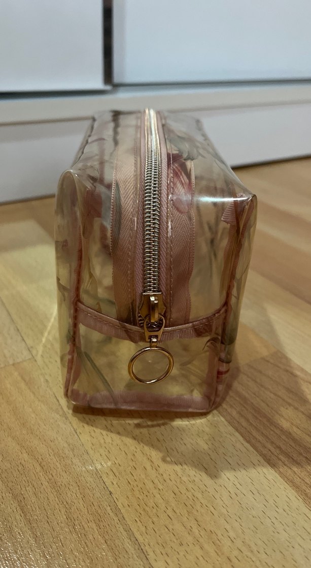 Oysho Şeffaf Vinil Çiçek Desenli Makyaj Çantası - Görsel 2