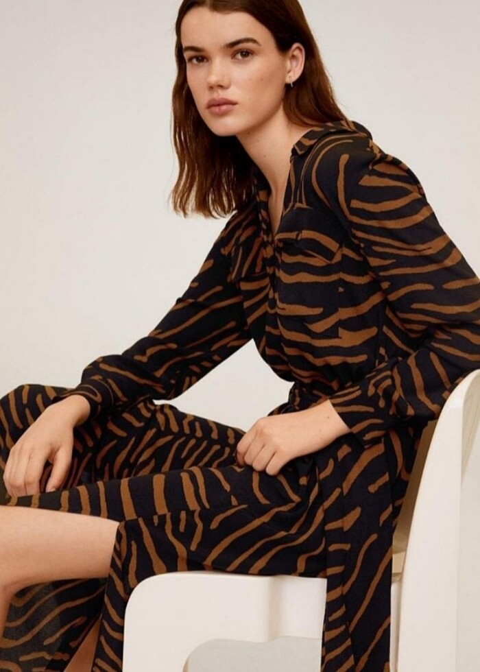 Mango Kaplan Desenli Elbise - Görsel 3