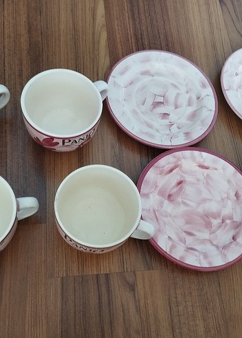 Pembe Pastel Çiçek Desenli Porselen Fincan Seti - Görsel 5