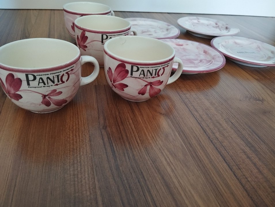 Pembe Pastel Çiçek Desenli Porselen Fincan Seti - Görsel 2