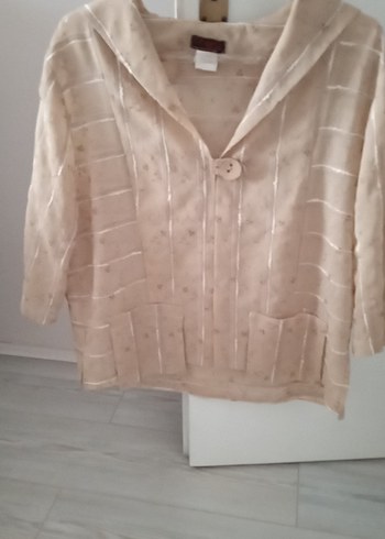 Bej Düğmeli Midi Ceket