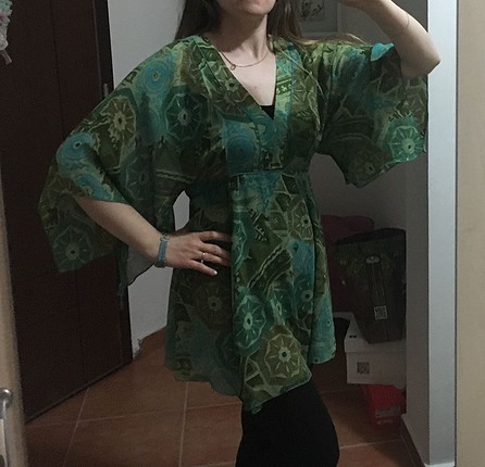 m Beden yeşil Renk Şifon tunik ya da pareo