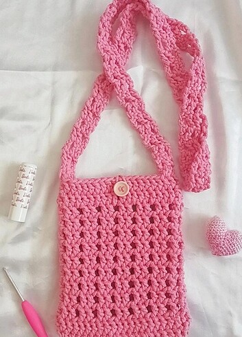 Pembe telefon çantası 