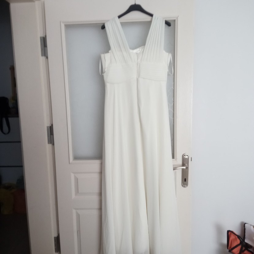 Düğmeli Beyaz Hamile Bluz, Kolsuz, Bohem abiye - Görsel 2