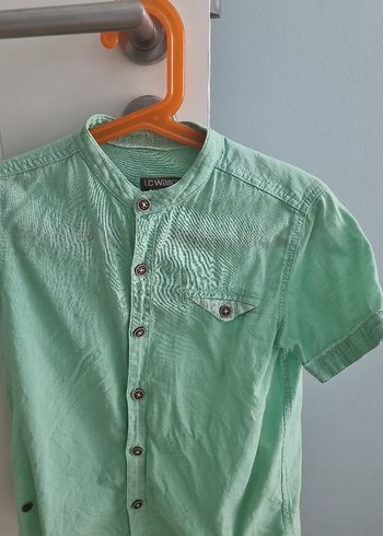 LC Waikiki Erkek Çocuk Açık Yeşil Keten Kısa Kollu Gömlek