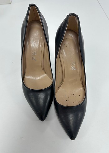 Siyah Deri Stiletto Topuklu Kadın Ayakkabı - Görsel 4