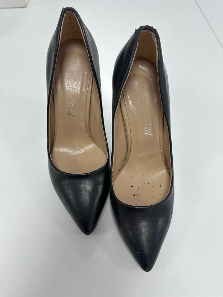 Siyah Deri Stiletto Topuklu Kadın Ayakkabı - Görsel 4