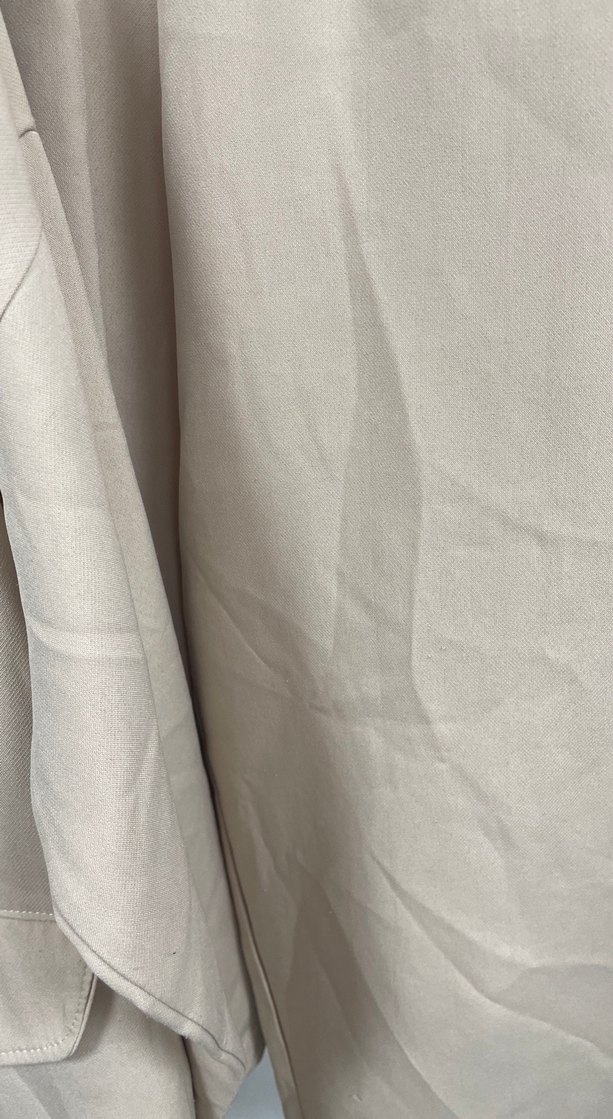 Bej Uzun Kollu Kadın Keten Ceket Takım - Görsel 4