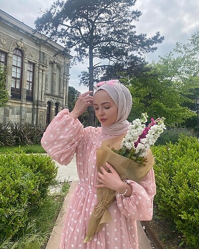 s Beden pembe Renk Papatya desenli tasarım elbise