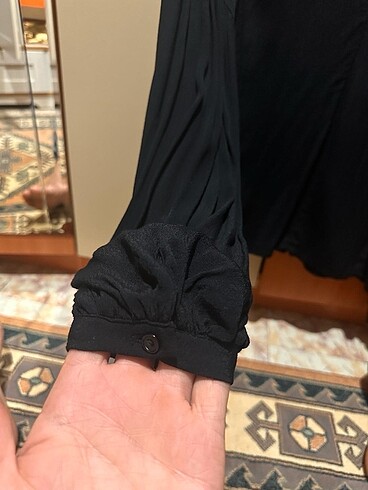 xl Beden siyah Renk Mat duruşlu şifon gömlek
