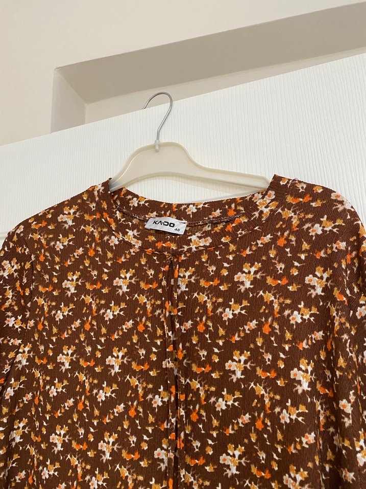 Uzun Kollu Bohem Kahverengi Midi Tunik - Görsel 2