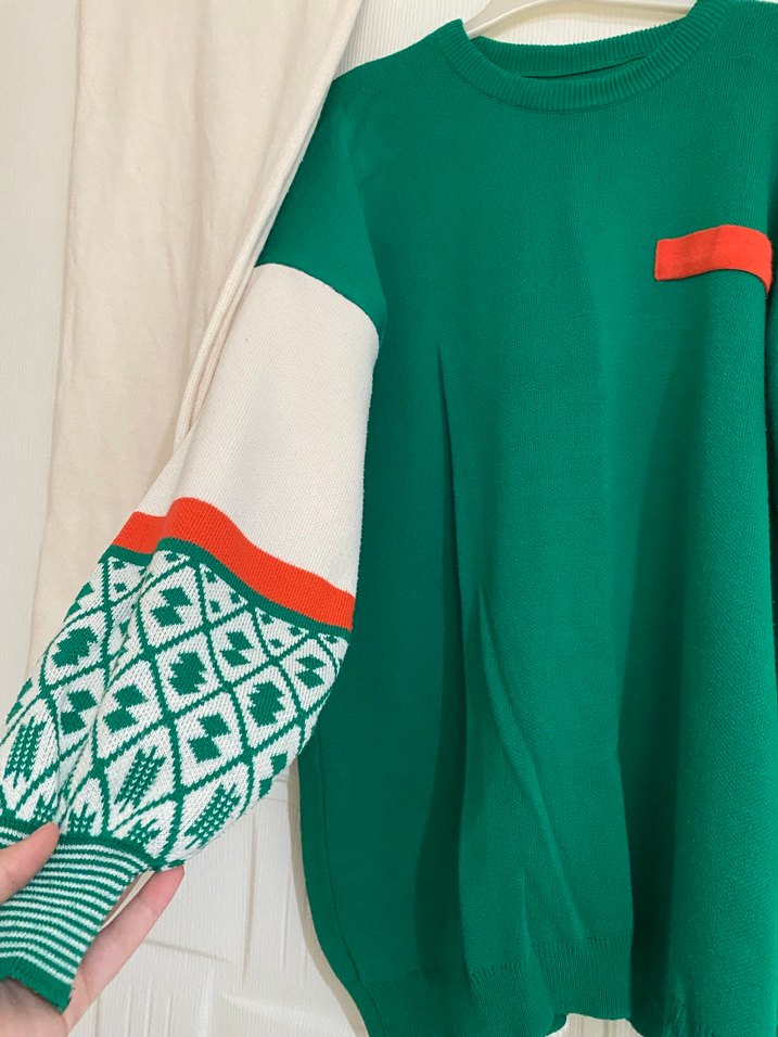 Renkli Desenli Salaş Triko takım - Görsel 3