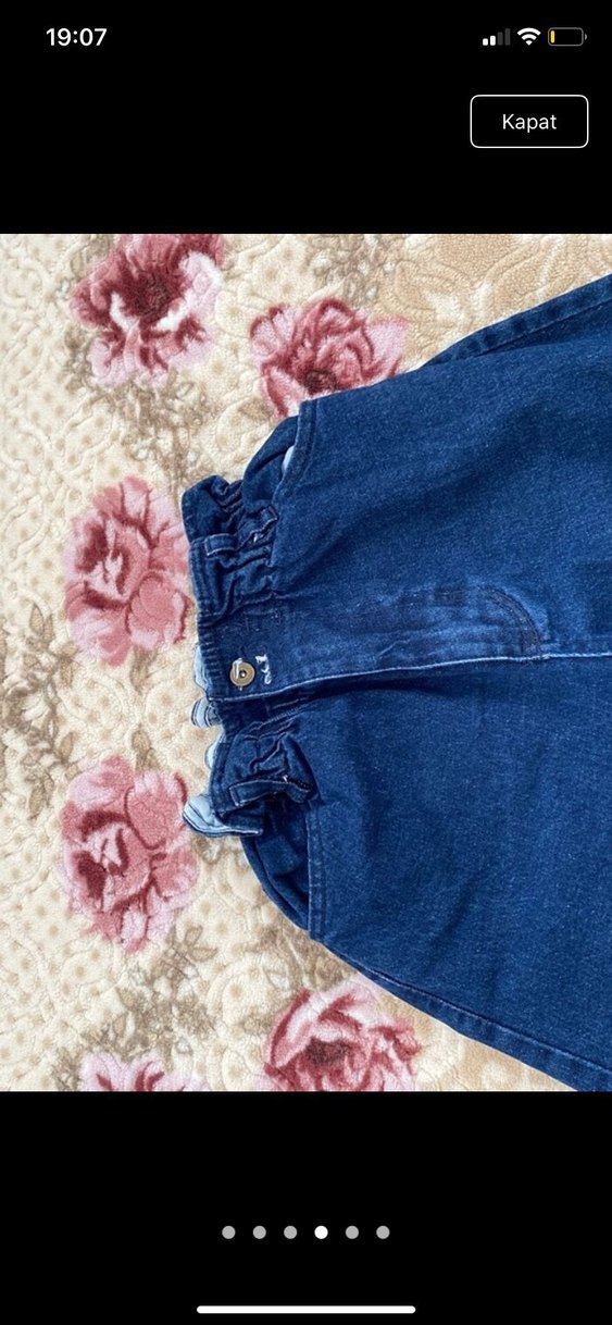 Kadın Mavi Bol Kesim Kemerli Midi Kot Pantolon - Görsel 2