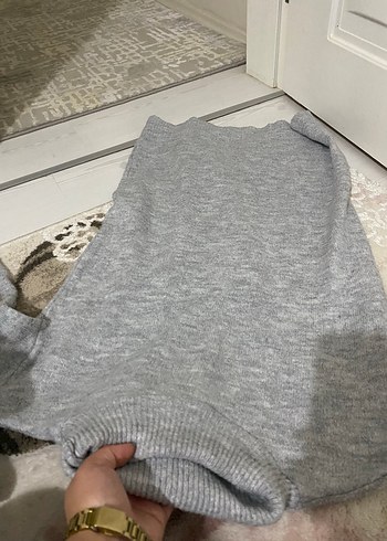 Gri Kadın Triko Balıkçı Yaka Kazak - Görsel 2