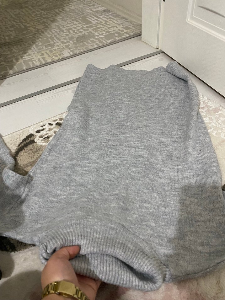 Gri Kadın Triko Balıkçı Yaka Kazak - Görsel 2