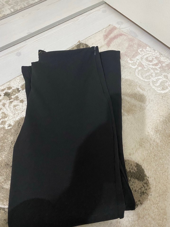 Siyah Kadın Dar Kesim Uzun Kumaş Pantolon - Görsel 2