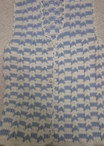 Bebek Beyaz Gri Örgü Süveter - Görsel 3