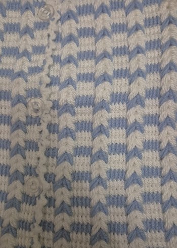 Bebek Beyaz Gri Örgü Süveter - Görsel 2