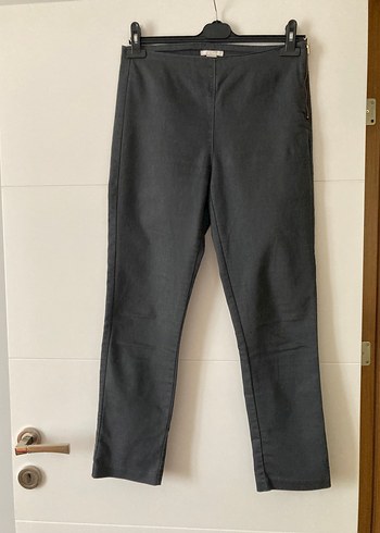 H&M Hennes Gri Kadın Kumaş Pantolon, Normal Kalıp, Midi Boy