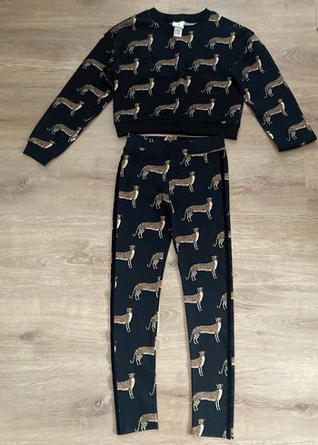 H&M  Leopar Desenli Tayt Sweat Takım - Görsel 4