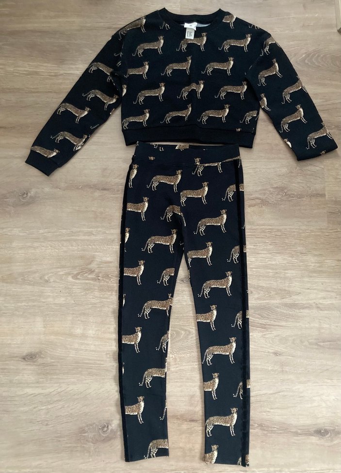 H&M  Leopar Desenli Tayt Sweat Takım - Görsel 4