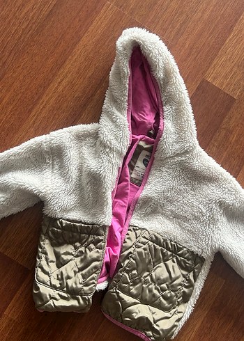 Çocuk Beyaz Kapüşonlu Peluş Ceket